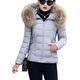 TYQQU Women’s Down Coat Outerwear Faux Fur Jacket Winter Casual Warm Parkas Gray M