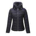 BELLIVERA Women's Quilted Lightweight Padding Jacket, Puffer Coat Cotton Filling Water Resistant 1712019 Black M