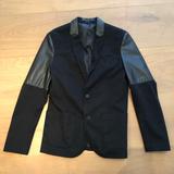 Zara Suits & Blazers | Fabric/Leather Black Blazer Jacket | Color: Black | Size: 38r