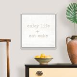 Gracie Oaks Enjoy Life + Eat Cake by Jaxn Blvd. - Textual Art Print on Canvas Canvas | 22 H x 22 W x 1.75 D in | Wayfair