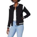 Urban Classics Women's Ladies Organic Inset College Sweat Jacket, Black/White, S