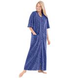 Plus Size Women's Long French Terry Zip-Front Robe by Dreams & Co. in Ultra Blue Multi Dot (Size 6X)