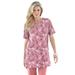 Plus Size Women's Print Notch-Neck Soft Knit Tunic by Roaman's in Desert Rose Painterly Bouquet (Size 6X) Short Sleeve T-Shirt