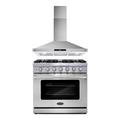 Cosmo 2 Piece Kitchen Package w/ 36" Freestanding Gas Range & 36" Wall Mount Range Hood, Stainless Steel in Black/Gray | Wayfair COS-2PKG-079