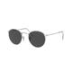 Ray-Ban Round Metal Sunglasses - Men's Gold Frame Dark Grey 47 mm Lenses RB3447-9198B1-47