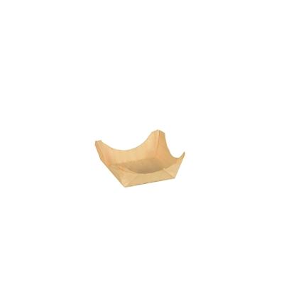 Papstar 500 Stück Fingerfood-Schalen, Holz pure eckig 1,5 x 4 x 4 cm