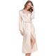 Casa Womens Kimono Pajamas Long Dressing Gowns Girls Kimono Robe Elegant Satin Wedding Bathrobes Nightwear Champagne