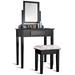 Costway Vanity Dressing Table Stool Set with Large Makeup Mirror