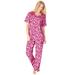 Plus Size Women's Floral Henley PJ Set by Dreams & Co. in Strawberry Roses (Size 3X) Pajamas