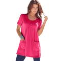 Plus Size Women's Two-Pocket Soft Knit Tunic by Roaman's in Pink Burst (Size 1X) Long T-Shirt