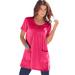 Plus Size Women's Two-Pocket Soft Knit Tunic by Roaman's in Pink Burst (Size S) Long T-Shirt