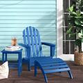 Three Posts™ Hartington 16 Piece Plastic/Resin Adirondack Chair w/ Ottoman & Table Plastic/Resin/ in Blue | 35 H x 29 W x 36 D in | Wayfair