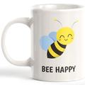 Harper Orchard Bee Happy Coffee Mug in Blue/Brown/Red | 4 H in | Wayfair FF82D3017CAC414887B14100159B4BE1