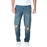 Men's Big & Tall Liberty Blues™ Straight-Fit Stretch 5-Pocket Jeans by Liberty Blues in Distressed (Size 54 38)
