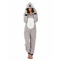 Fashion by Purdashian Ladies Fleece Onesie All in One Zip Up Pyjamas Nightwear (Medium - 12/14, Grey Kola Bear)