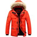 TMHOO Mens Heavy Weight Fur Hooded Parka Padded Waterproof Windproof Cold Winter Coat Jacket/Big Size/Detachable Hood S-5XL (Orange,XXX-Large)