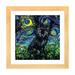 East Urban Home Black Cat Night #3 by Aja Trier - Painting Print Paper, Wood in Black/Blue/Green | 16 H x 16 W x 1 D in | Wayfair