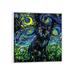 East Urban Home Black Cat Night #3 by Aja Trier - Painting Print Canvas in Black/Blue/Green | 26 H x 26 W x 1.5 D in | Wayfair