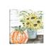 East Urban Home Sunflowers Pumpkin by Ashley Bradley - Painting Print Canvas in Green/Orange/White | 26 H x 26 W x 1.5 D in | Wayfair