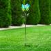 Exhart Solar Flower Garden Stake Made of Glass & Metal, 6 by 36 Inches Glass/Metal in Blue, Size 36.42 H x 5.9 W x 5.51 D in | Wayfair 14687-RS