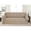 Kathy Ireland Home Evening Flannel T-cushion Sofa Slipcover, Polyester in Brown | 40 H x 96 W x 0 D in | Wayfair EVENING-SO-FN