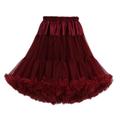 FOLOBE Women's Tutu Costume Ballet Dance Multi-Layer Puffy Skirt Adult Luxurious Soft Petticoat WineRed