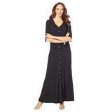 Plus Size Women's Button Front Maxi Dress by Roaman's in Black (Size 34/36)
