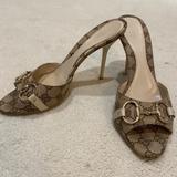 Gucci Shoes | Authentic Gucci Peep Toe Pumps | Color: Brown/White | Size: 9.5