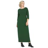 Plus Size Women's 3/4 Sleeve Knit Maxi Dress by ellos in Midnight Green (Size 6X)
