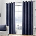 Appletree Signature Kilbride Cord Chenille Textured Eyelet Lined Curtains, Navy, 66 x 72 Inch