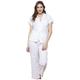 Cottonreal 100% Cotton Pyjamas Embroidered Floral Cap Sleeve White Ladies Pajamas (S UK 10/12)