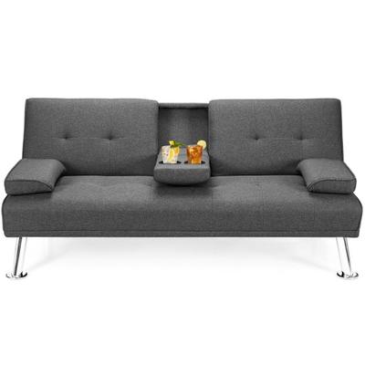 Costway Convertible Folding Futon Sofa Bed Fabric ...