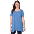 Plus Size Women's Scoopneck Swing Ultimate Tunic by Roaman's in Horizon Blue (Size 42/44) Long Shirt