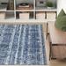 Blue/Gray 96 x 0.31 in Area Rug - Highland Dunes Clun Striped Deep Teal Blue Area Rug Polyester/Polypropylene/Cotton/Jute & Sisal | Wayfair