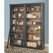 August Grove® Nahua 94" H x 80" W Wood Library Bookcase Wood in Black/Brown | 94 H x 80 W x 15 D in | Wayfair EEE2182514C14251ACBF7714ADBBCBA2