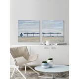 Dovecove Sunny Day at the Beach by Marmont Hill - 2 Piece Wrapped Canvas Painting Print Set Canvas in Blue/Green | 48 H x 96 W x 1.5 D in | Wayfair