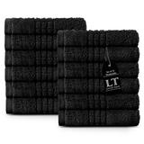 Lavish Touch 12 Piece Egyptian-Quality Cotton Washcloth Towel Set Terry Cloth in Black | Wayfair 3490