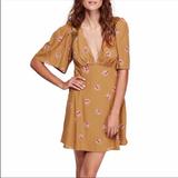 Free People Dresses | Free People Mockingbird Floral Print Dress | Color: Gold/Yellow | Size: M