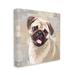 Stupell Industries Happy Pug Dog Beige Gray Patchwork Pattern by Keri Rodgers - Graphic Art Print Canvas in White | 36 H x 36 W x 1.5 D in | Wayfair