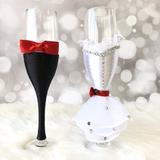 Le Prise™ Hartlepool 2 Pieces Wedding Champagne Flutes Toasting Glasses 7 oz. Glass in Black | 8.95 H x 2 W in | Wayfair