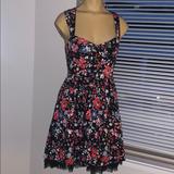 Free People Dresses | Floral Free People Dress With Tulle Underlay | Color: Black/Pink | Size: 0