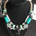 J. Crew Jewelry | Jcrew Beautiful Statement Necklace 100% Authentic. | Color: Gold/Green | Size: Approx 18” Round 5.5 Wide