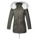 BELLIVERA Women's Twill Parka Jacket with Faux Fur Collar,Warm Winter Coat Women 9218 Greenwhite XXL