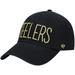 Women's '47 Black Pittsburgh Steelers Shimmer Text Clean Up Adjustable Hat