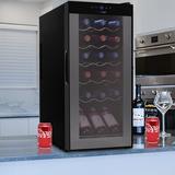 NutriChef 18 Bottle Single Zone Freestanding Wine Refrigerator, Glass in Black | 30.03 H x 17.07 W x 13.06 D in | Wayfair PKCWC180