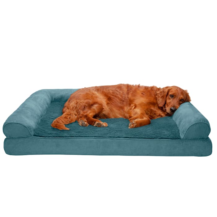 Plush & Suede Full Support Sofa Pet Bed, 40" L X 32" W X 8" H, Deep Pool, X-Large, Blue