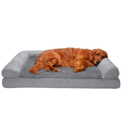 FurHaven Plush & Suede Full Support Sofa Pet Bed, 40" L X 32" W X 8" H, Gray