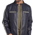 Levi's Jackets & Coats | Levi's Men's Racer Stripe Faux Leather Moto Jacket | Color: Blue/Cream | Size: L