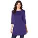 Plus Size Women's Boatneck Ultimate Tunic with Side Slits by Roaman's in Midnight Violet (Size 34/36) Long Shirt