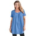 Plus Size Women's Pleatneck Ultimate Tunic by Roaman's in Horizon Blue (Size 4X) Long Shirt